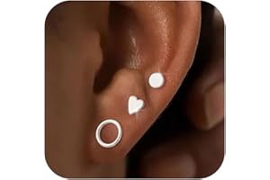 ZHESHY 3 Paar Silber 925/Gold Ohrringe Damen 14K Vergoldet Klein Ohrstecker Set mit Zirkonia Stapelbar Wasserfest Stecker Hypoallergene Goldene Creolen Ohrringe Für Mädchen Frauen Mehrere Piercings