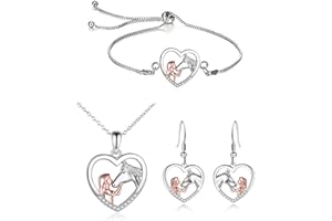 FDCGAS collano Cavallo, ragazzo Orecchini, Bracciale, Collana di Cuore, Pendente Cuore in Argento, Regalo di Festa, Gioielli per Donna
