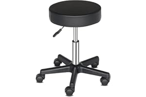TactFire Tabouret de Bureau, Tabouret à roulettes Rotation à 360°, pour Salon de Massage, Bureau, Clinique (1, Noir)
