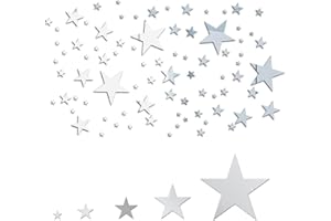HXHWKEN 82Pcs Acrylic Star Mirror Wall Stickers Star Shape Mirror Sticker 3D Stars Mirrored Decals for Home Living Room Bedroom Wall Art DIY Decor