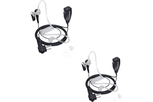 PROMAXPOWER Walkie Talkie Earpiece Compatible with Motorola 2 Pin, Covert Air Tube Earpiece Headset with Big PTT Mic, Security Radio Earpiece for CP040 DP1400 GP68 GP88 GP300 CT150, 2 Pcs