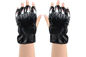 PTJJXA Gants de Boxe Homme Femme Enfant, Gants MMA Sparring avec 3cm Rembourrage Longues Sangles de Poignet, Mitaines de Combat Noir, Gants d'Entraînement de Sports Professionnels, Gants de karaté Taekwondo