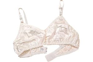 XWSM Women's 100% Mulberry Silk Bra, Soft Smooth Triangle Bra, Thin, Unpadded, Double-Sided, Satin Silk, Bralette Tops, Lingerie, White
