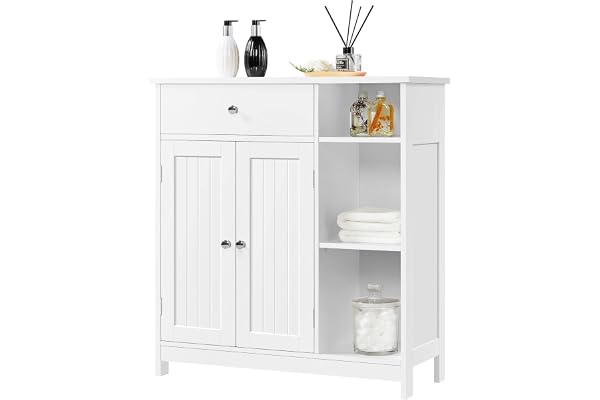 Yaheetech Badrumsskåp underskåp med lådor och dörr och justerbara hyllor byrå för badrum/vardagsrum/kök/hall 75 x 30 x 80 cm