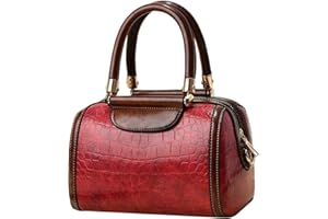 NICOLE & DORIS Sac à Main Femme Mode Bandoulière Crocodile Épaule PU Cuir Pochette Élégant Cartable Chic Bourgogne