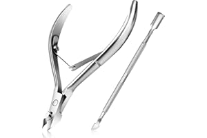 Nagelhautzange mit Nagelhautschieber, Easkep Dead Skin Remover Scherenzange Langlebige, Professioneller Nagelhautentferner Edelstahl (Silber)