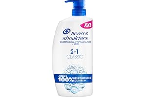 Head & Shoulders Classic 2 en 1 Shampoing Antipelliculaire, Tous Types de Cheveux, Pompe 1000ml. Jusqu'à 100% des Pellicules Éliminées, Cliniquement Prouvé. Usage Quotidien. Rafraîchissant