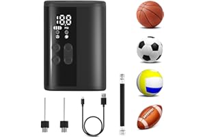 ‎WOOWIND Woowind P101 Ballpumpe Elektrisch mit 12 PSI, 4000mAh Power Bank, LED Licht, Auto-Stop, für Fußball, Basketball, Volleyball - inklusive Ballpumpe Nadeln