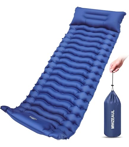 Tapis De Camping Gonflable BUOAZR - Autogonflant Avec Pompe à Pied - 8cm D'épaisseur - Ultraléger 0,65kg