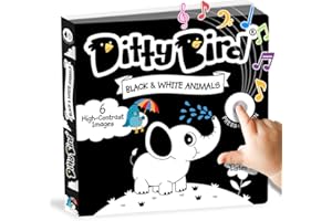 Ditty Bird Libros para bebés | Juguetes sensoriales 0-6 Meses | Libro de Sonido en Blanco y Negro | Juguete Interactivo de educación temprana | Regalo Idea Juego bebé 0-12 mese