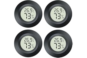 JEDEW Mini Digital Hygrometer Gauge Indoor Thermometer, Temperature Humidity Meter for Humidifiers Greenhouse Jars Reptile Guitar Case, Fahrenheit (℉) or Celsius(℃) Schwarz (4)