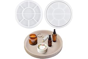 MESTECTPET Silikonform Tablett, Rund Silikonform Untersetzer Kerzenhalter, DIY Gießformen Mit Rillen, Epoxidharz Formen Betonformen Silikonformen für Herstellung Tablett Dekorative