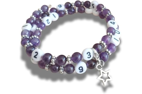 Naïris bijoux Bracelet d'allaitement améthyste - permet de noter l'heure de la dernière tétée ou dernier biberon - modèle Kravann