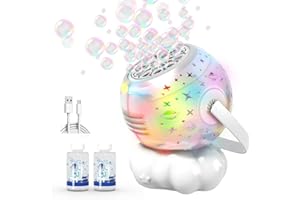 LUMSTAR Bubble Machine,Make 30% Larger Bubbles,600mL Automatic Bubble Maker Toys for Kids Boys Girls Baby Toddlers with 2 Bottles of Liquid,Electric Bubble Wand with Light/Bubble Solution/Battery Powered