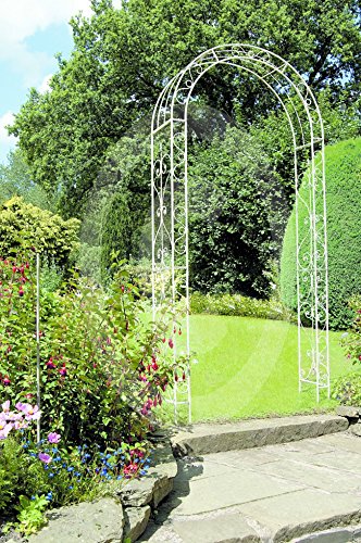 XL Rosenbogen Pergola Spalier Metall Eisen verziert - aus hochwertigem pulverbeschichtetem Metall für beste Wetterbeständigkeit -