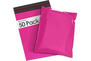 50 Mailing Bag Hot Pink Mailing Poly Postal Self Seal Bags, iSOUL 14 x 19 Inch Large Postage Packaging Assorted Mailers Posting Shipping Post Parcels Package Bags