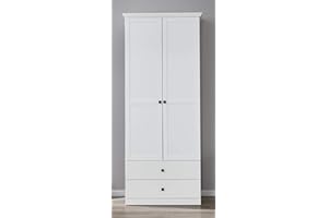 Newfurn Garderobenschrank Mehrzweckschrank Landhaus Garderobe Schuhschrank Flurschrank Schrank II 81x196x 41 cm (BxHxT) II [Mikka.twentythree] in Weiß Dekor/Weiß Dekor Flur Diele