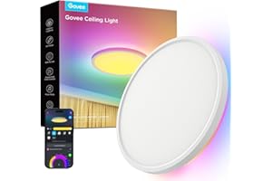 Govee LED Ceiling Light, 2400LM Smart RGBIC Flush Ceiling Lights 24W Work with Alexa & Google Assistant, for Bedroom Living Room, Round, Ø30cm