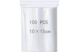 GJNMYSD 100 Pack Resealable Plastic Bags Small Zip Lock Poly Bags, 10 X 15cm Clear Grip Seal Bags Sealed Storage Pouches for Beads Jewelry Snacks Seeds Medicine,Small Plastic Bags,Small Sealable Plastic Bags