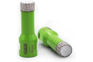 FACHLICH Punta per Trapano Diamantata,2 Pezzi 16mm Sega a Tazza a Secco Brasata Sotto Vuoto con Filettatura M14 per Gres Porcellanato,Granito,Marmo,Cemento,Muratura,Mattoni