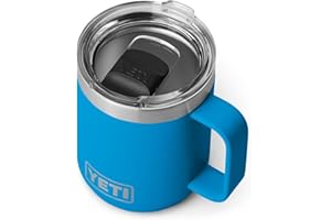 YETI Rambler Mug, Vacuum Insulated Stainless Steel Stackable Mug with Magslider Lid, Big Wave Blue, 10 oz (296 ml)