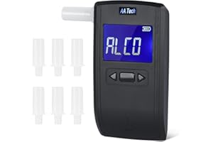 HooJtny Alcoholimetro Homologado dgt, Alcoholímetro Test Alcoholemia Homologado, Portátil Certificado con 6 Boquillas Sensor Semiconductor