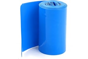 UXCELL sourcing map Emballage Batterie Gaine Thermorétractable PVC Thermorétractable Tuyau Tube 50mm Plat Largeur pour 18650 Puissance Fournitures 2m Long Bleu