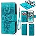 Produktbild iPhone 5/iPhone 5S/iPhone SE Hülle Leder Flip Wallet Cover in Book Style Stand Case Card Slot Leder Tasche Case Karteneinschub TPU Innen 2 Combo Separate Karteneinschub und Magnetverschluß Kratzfestes und Schmutzunempfindliches in Blau Elefant für iPhone 5/iPhone 5S/iPhone SE(2 in 1)