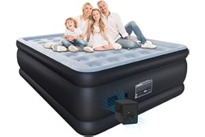 HikerSKY King Air Mattress Self-Inflates in 3 Minutes with Battery-Powered Pump, Air Mattress King Size with Flocked Dutch Velvet Surface Air Bed for Home, Guests, Camping, Grey, 204x153x55cm