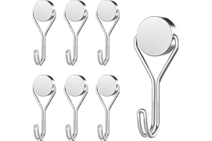 MOGADEE® Magnetic Hooks, Pack of 6 Magnetic Hooks, Silver, Extra Strong for Kitchen, Gadgets, Bedroom, Lockers, Office, Fridges, Hanging Decorative Lights, Grill, Garden Tools - 16G