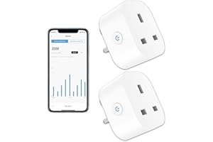 ANTELA Smart Plug with Energy Monitoring, 2,4GHz WiFi Plug with Timer Function, Alexa Voice Control, Smart Life APP Wireless Remote Control, Compatible with Alexa and Google Home, 13A, 2PCS