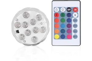 ‎ZERODIS Submersible LED Lights, Waterproof LED Color Changing Underwater Electronic Tea Round Light Lamp with Remote Control for Aquarium Fish Tank Garden Pool Pond Party Wedding Halloween Christmas Lighting