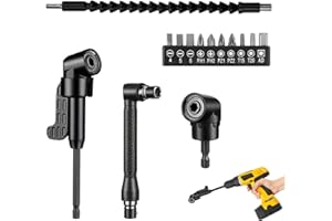 DRUUZYL 14 Pièces Renvoi D'Angle Visseuse Kit Tige D'extension à Tige Hexagonale 1/4", Renvoi D'Angle Perceuse, 105° Tournevis Flexible Extension de Foret Flexible pour Perceuse ou Tournevis Adaptat