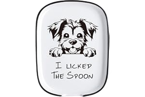YROVWENQ Funny Cute Naughty Dog White Ceramic Spoon Rest for Kitchen Stove, Heat Resistant Large Spoon Holder for Kitchen Counter Cooking Utensil Rest for Friend Dog Owner Lovers Cute House Warming Gifts