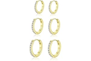 Hasnsofie Creolen Silber Damen Ohrringe, 3 Paare 925 Sterling Silber Creolen Ohrringe Set, Hypoallergen Klein Schlafen Creolen Ohrringe mit AAA Zirkonia, Silber Kreolen Ohrringe Set in 10, 12, 14mm