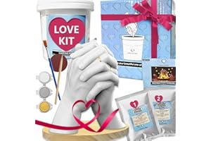 KOKOBOX MAIN D'AMOUR Cadeau Femme Homme Cadeau Noel Kit Moulage Main 3D Cadeaux Couple Personnalisés Cadeau Original Couple Idee Cadeau Noel Couple Original Kit Empreinte Main Moule de Couple Cadeau Maman