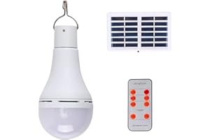 Moovere Ampoule solaire portable rechargeable avec capteur de lumière LED Télécommande avec minuterie réglable Panneau solaire Chargeur USB pour Camping Terrasse Jardin Décoration Balcon Patio Parasol
