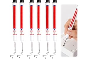 Mrltau 6 pennarelli a punta profonda da 22 mm, pennarello a foro lungo, pennarello, pennarello per cantieri, pennarello, pennarello per legno, plastica, parete (nero)