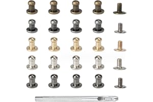 NIYATA 100Pcs Bouton de Col à Vis 5mm en Alliage de Zinc,Rivets en Cuir avec Pince Perforatrice,Rivets pour Cuir Decoratif,pour Fixation et Réparation du Cuir,Vêtements et Sac à Main