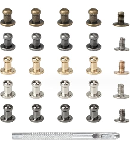 Lot De 15 Rivets à Visser Tête Ronde 6mm Sourcing Map - Doré Clair, Pour Cuir, Sacs, Ceintures