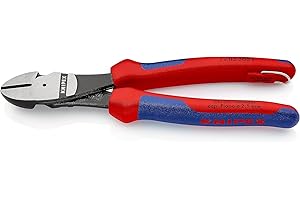 Knipex Kraft-Seitenschneider schwarz atramentiert, mit Mehrkomponenten-Hüllen, mit Befestigungsöse zum Anbringen einer Absturzsicherung 200 mm 74 02 200 T