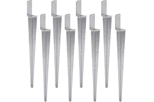 TRIBECCO 8 x supporti universali per colpire L, supporto per pali zincati a caldo, boccola per pali a terra, boccola per pavimenti, ancora, acciaio, argento (8, 50 x 600)