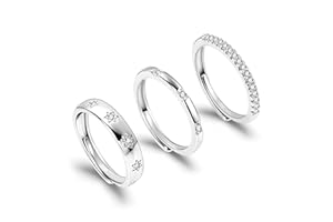 ALEXCRAFT 3 Pezzi Anello Donna Regolabili 925 per Tutte le Dita Fedine Sottili Fascia Placcato Oro 14K