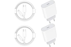 Iteek Lot de 2 chargeurs Rapides USB Type-C 20 W avec câble de 2 m Compatible avec iPhone 14/14 Plus/14 Pro/14 Pro Max/13/12/11/SE/X/XS/XR, AirPods, Prise Murale USB C, Alimentation Adaptateur Type C