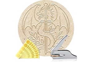 ANATTASOUL Embosseur de Livres Personnalisé Tampon Épée De Dragon,Tampon Bibliothèque Durable avec Poignée pour Livres, Enveloppes, Documents,Invitations(100 Autocollants Dorés Inclus)