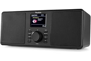 Audizio Monza – Radio estéreo Dab+ y FM con Bluetooth, Pantalla LCD a Color 2,4", Altavoces 50W, DSP, Alarma y Toma Auriculares – Diseño Elegante y Sonido Premium para casa y Oficina, Color Negro