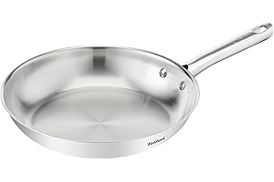 Tefal Duetto On B8660234 - Padella non sigillata con fondo a diffusione di calore spesso, manico confortevole, durevole, adatta a tutti i piani cottura, in acciaio inox