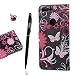 Produktbild Google Pixel XL Hülle, Alfort 3 in 1 Schutzhülle Leder Hülle Flip Wallet Fashion Design Dual Use Falten Premium PU Leder Tasche Case Cover Folio Mappen Kasten Abdeckung für MT Google Pixel XL 5.5" Smartphone Funktion Unterstützte Telefone mit Rosa Schmetterling ( Schwarz ) + Netter Staub Stecker + Alfort Schwarz Stylus Pen