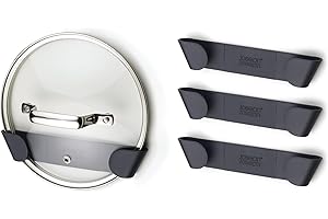 Joseph Joseph CupboardStore Juego de 4 Soportes para Tapas de Ollas y Sartenes, Organizador Autoadhesivo para Montaje en Pared, Apto para Tapas de hasta 24 cm, Cinta 3M VHB Incluida