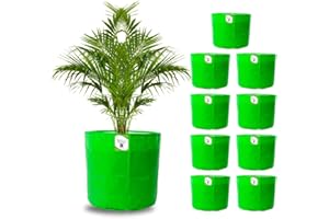 ORGANIC BAZAR 12"x12" Grow Bag for Home Garden | HDPE 260 GSM Premium Green Planter (Pack of 10)